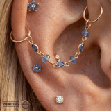 Blue Sapphire Chain – 18K Gold Gemstone Piercing Chain - piercing - zone.com