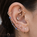 Blue Sapphire Chain – 18K Gold Gemstone Piercing Chain - piercing - zone.com