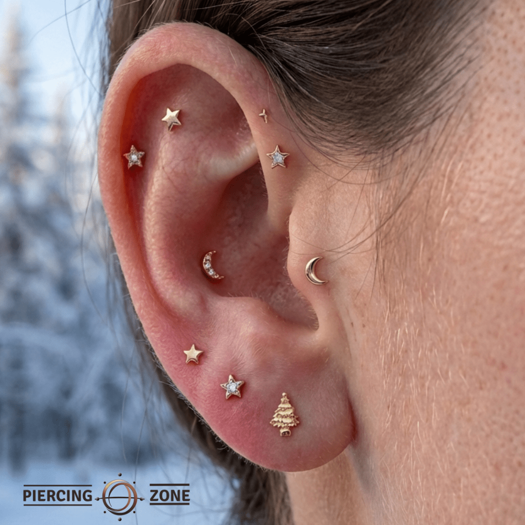 Blue Spruce – 14K Gold Threadless/Threaded End - piercing - zone.com