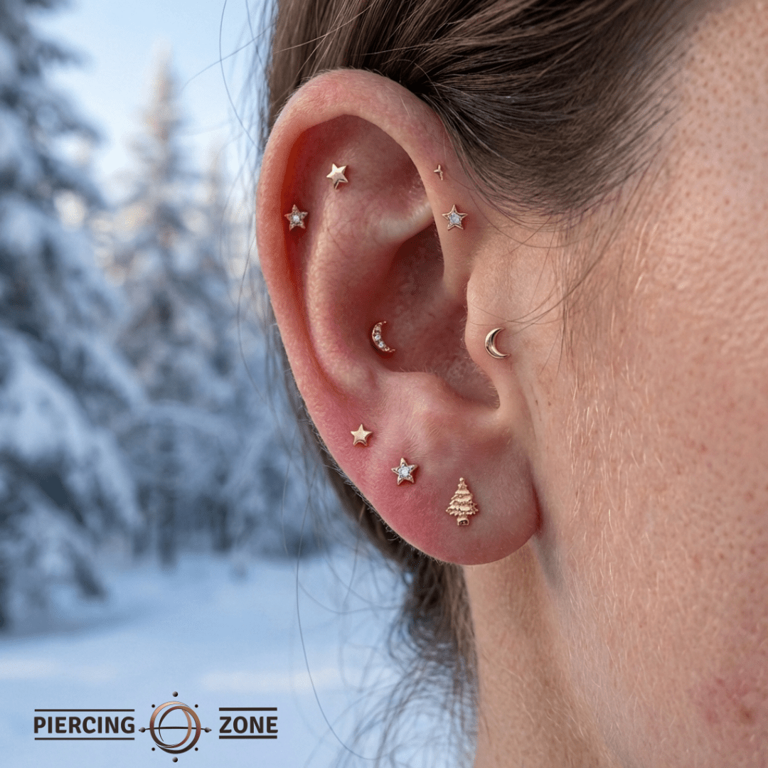 Blue Spruce – 14K Gold Threadless/Threaded End - piercing - zone.com
