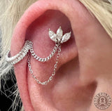 Diamond Cut + Side Chain – 14K Gold Double Chain Accent