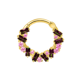 Bohemia Clicker with Baguette & Round Gems – 14K & 18K Gold - piercing - zone.com
