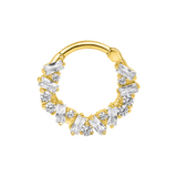 Bohemia Clicker with Baguette & Round Gems – 14K & 18K Gold - piercing - zone.com