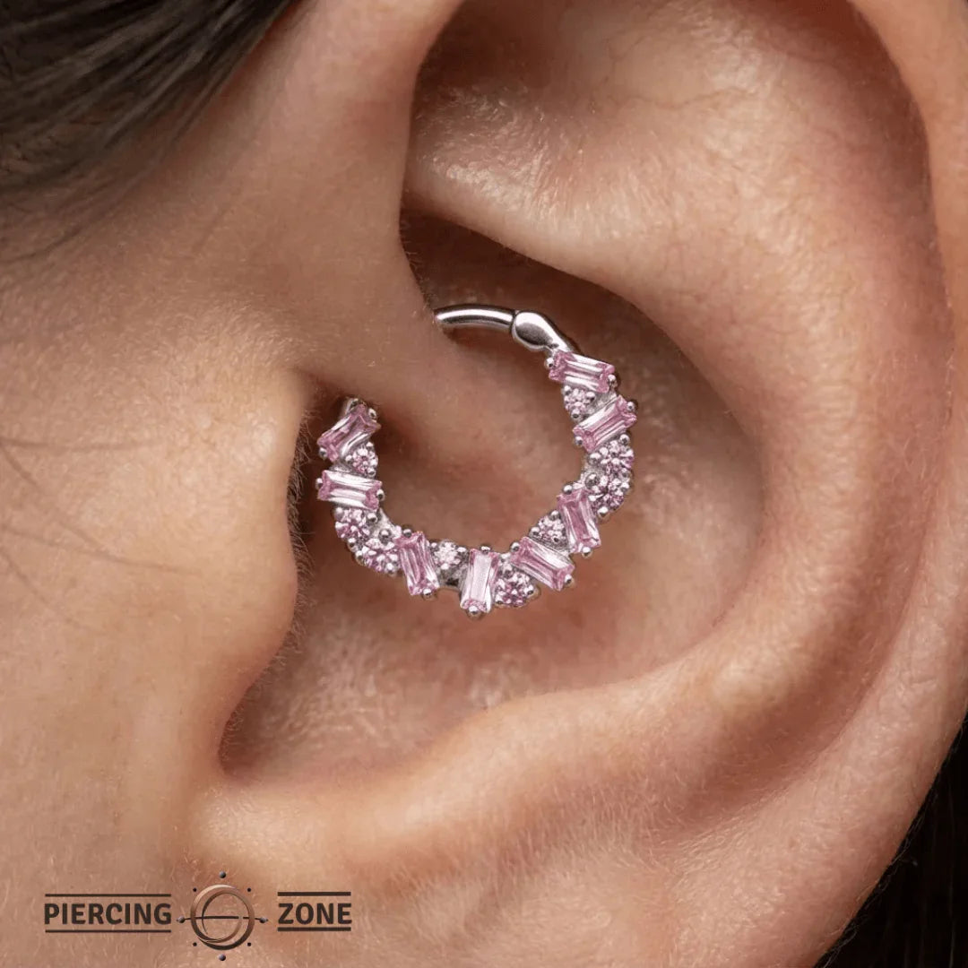 Bohemia Clicker with Baguette & Round Gems – 14K & 18K Gold - piercing - zone.com