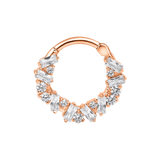 Bohemia Clicker with Baguette & Round Gems – 14K & 18K Gold - piercing - zone.com