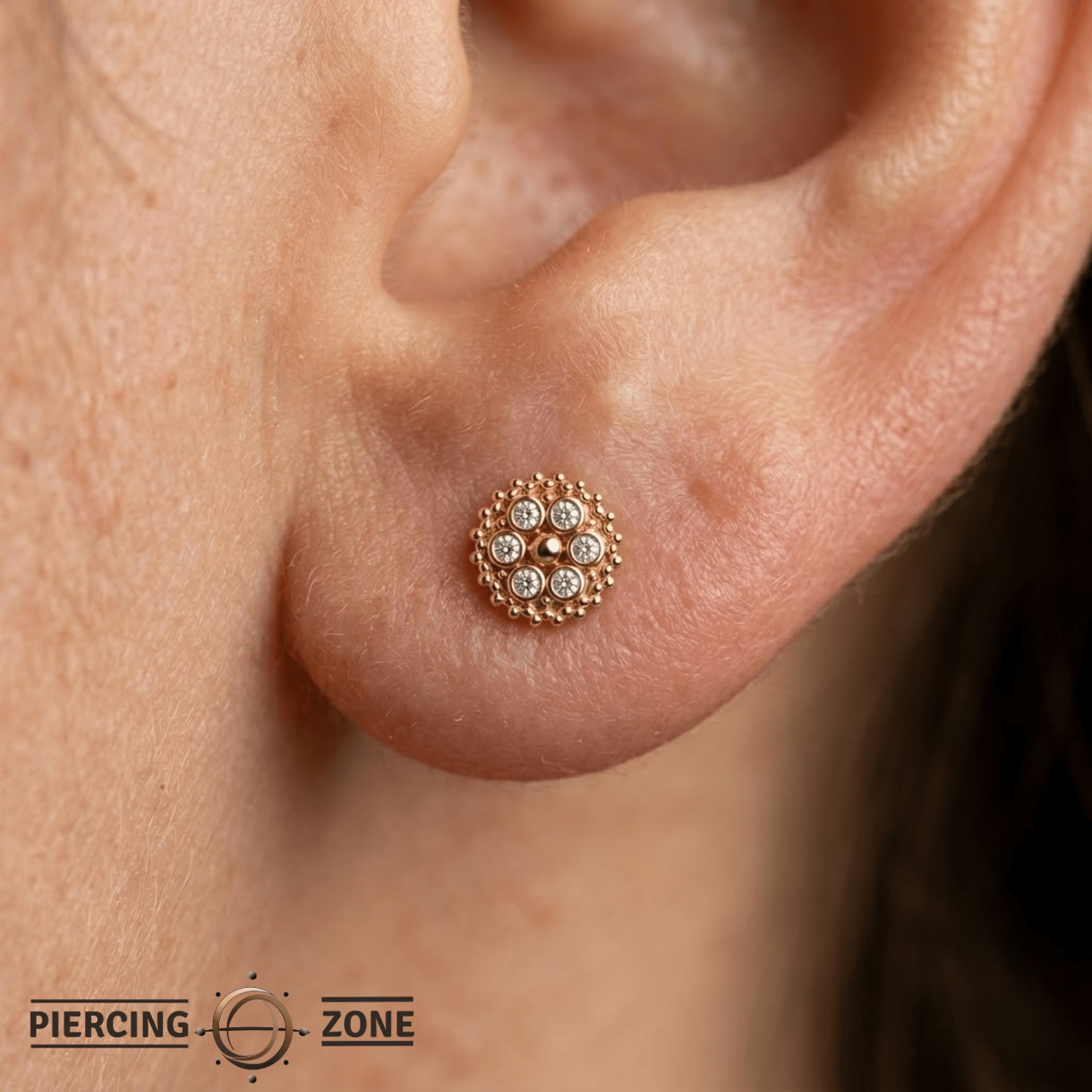 Bolly - 14K Gold Cluster Threadless/Threaded End - piercing - zone.com
