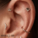 Bones + Honey – Smoky Quartz & CZ Asymmetrical – 14K Gold Threadless End - piercing - zone.com
