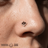 Bones + Honey – Smoky Quartz & CZ Asymmetrical – 14K Gold Threadless End - piercing - zone.com