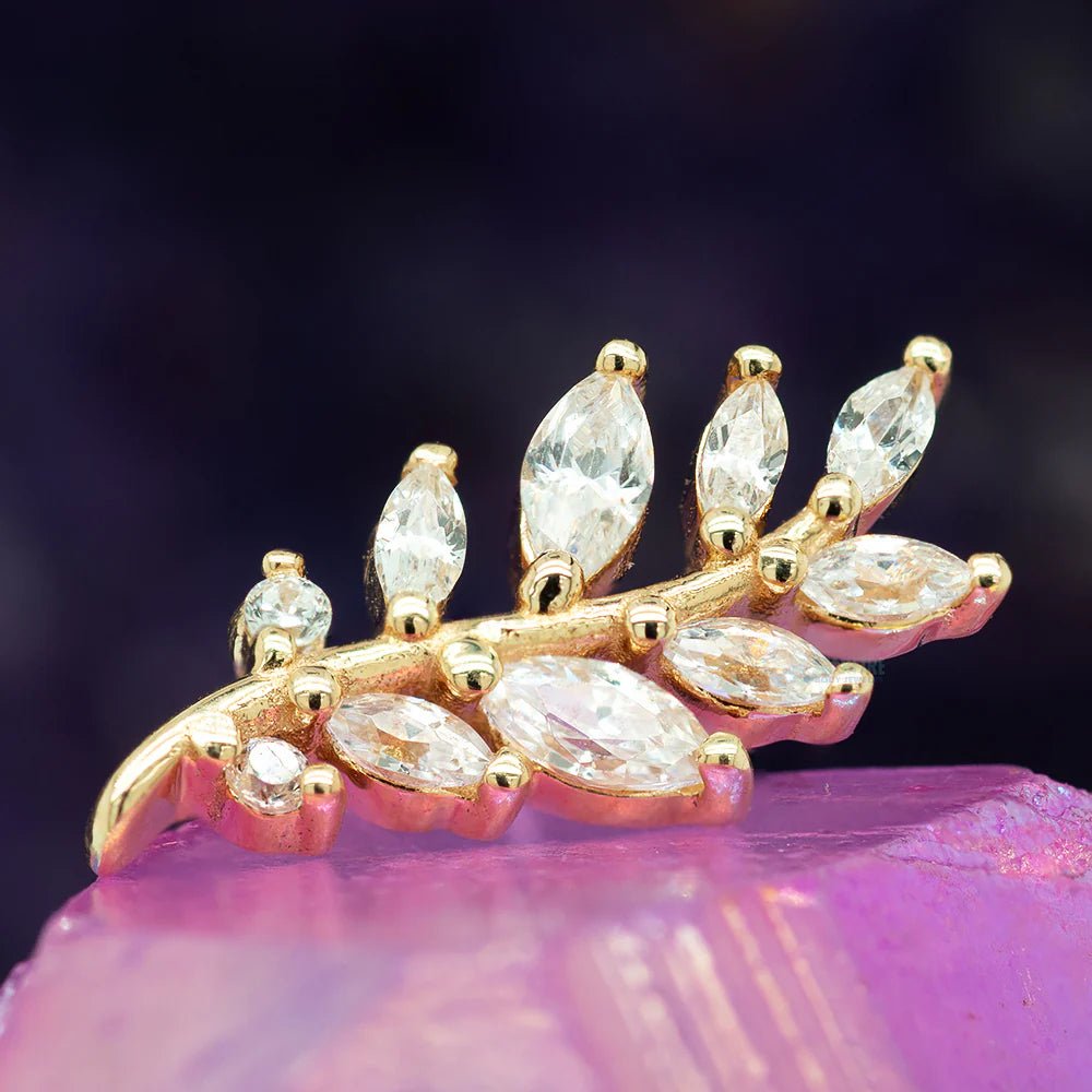 Botaniste – CZ Bloom – 14K Gold Threadless End - piercing - zone.com