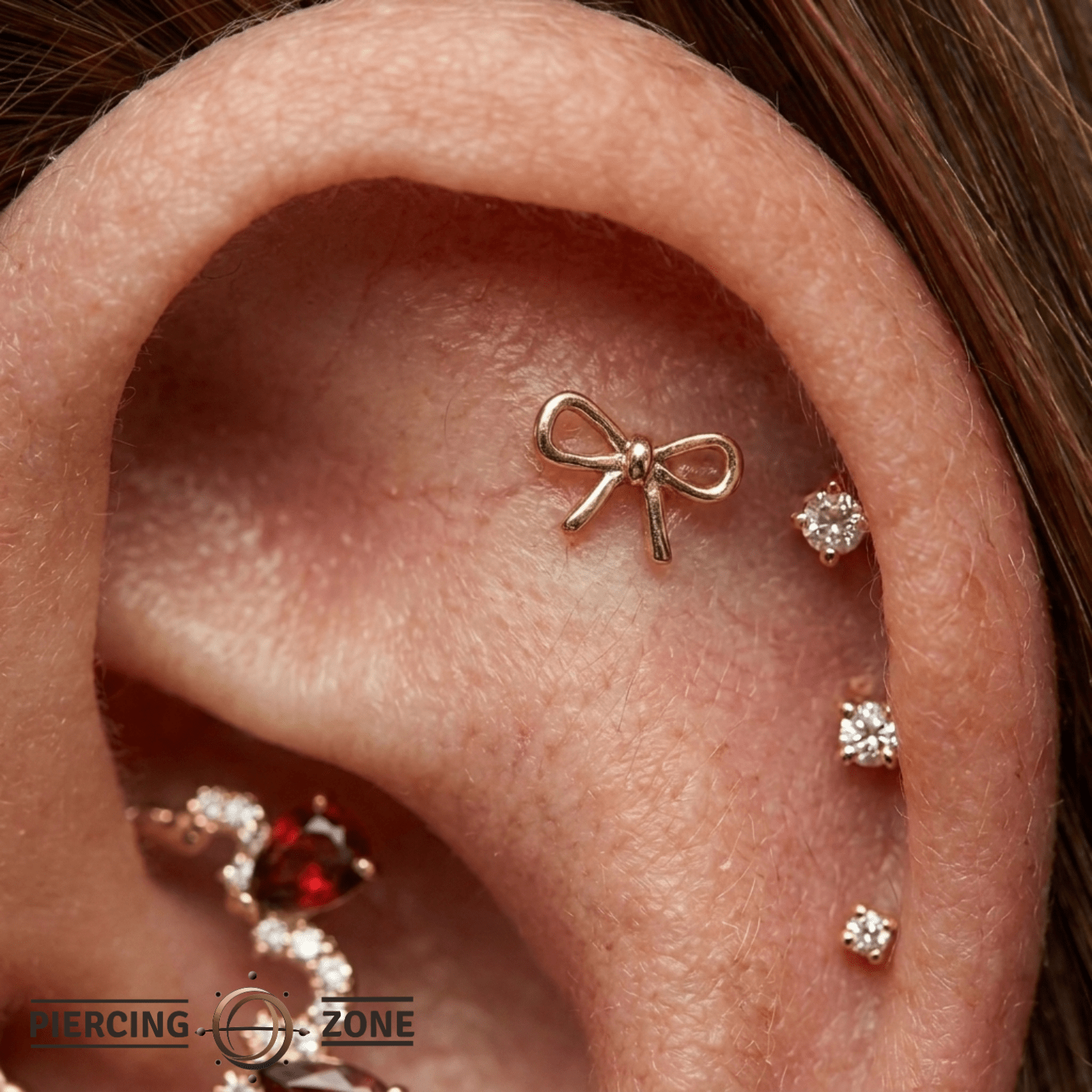 BOW - 14K Gold Threadless/Threaded End - piercing - zone.com