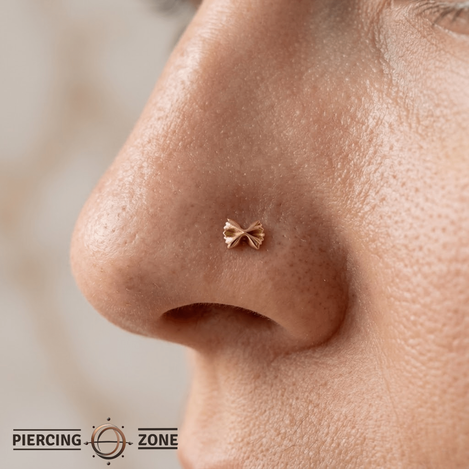 Bow Tie Chic – 3D Silhouette – 14K Gold Threadless End - piercing - zone.com