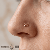 Bow Tie Chic – 3D Silhouette – 14K Gold Threadless End - piercing - zone.com