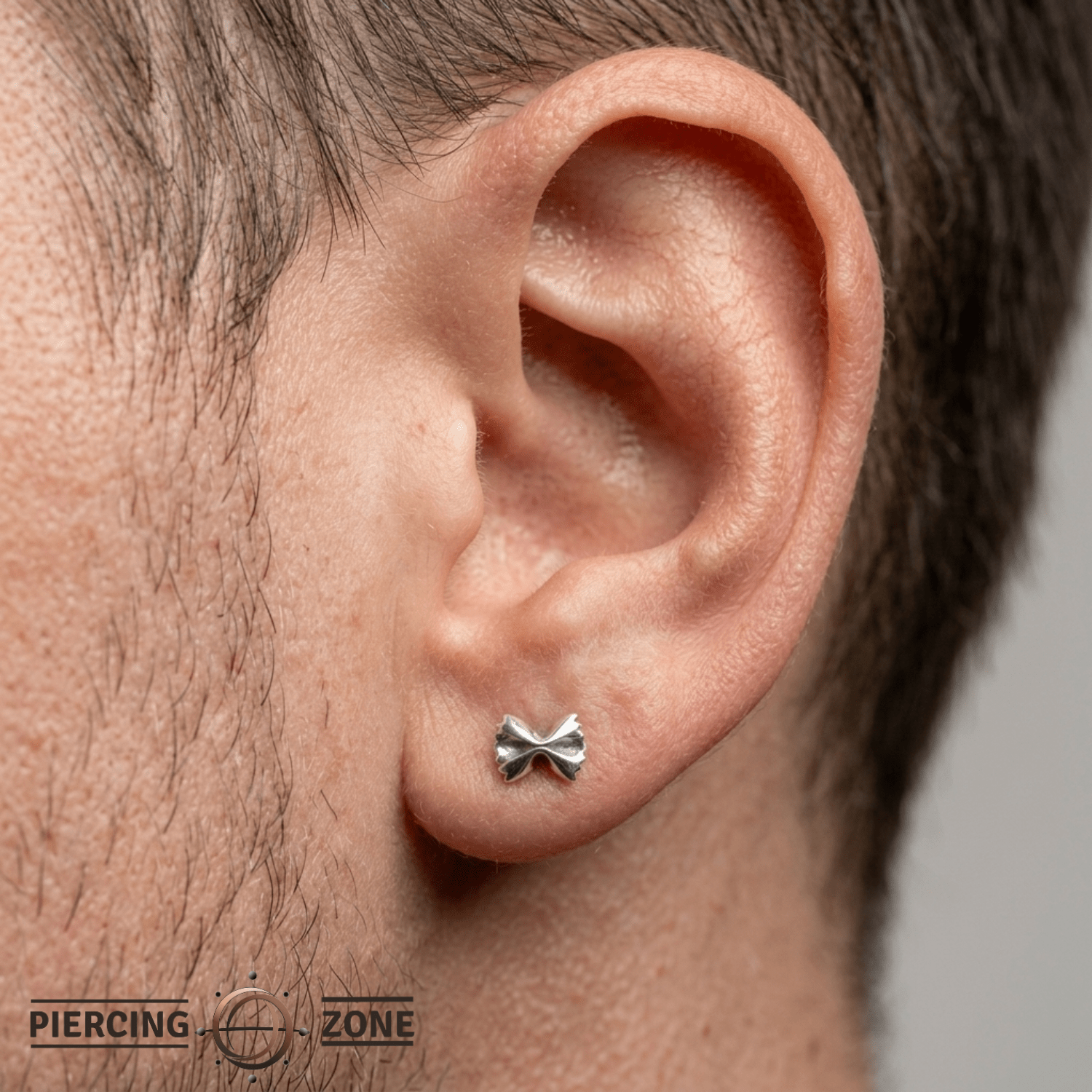 Bow Tie Chic – 3D Silhouette – 14K Gold Threadless End - piercing - zone.com