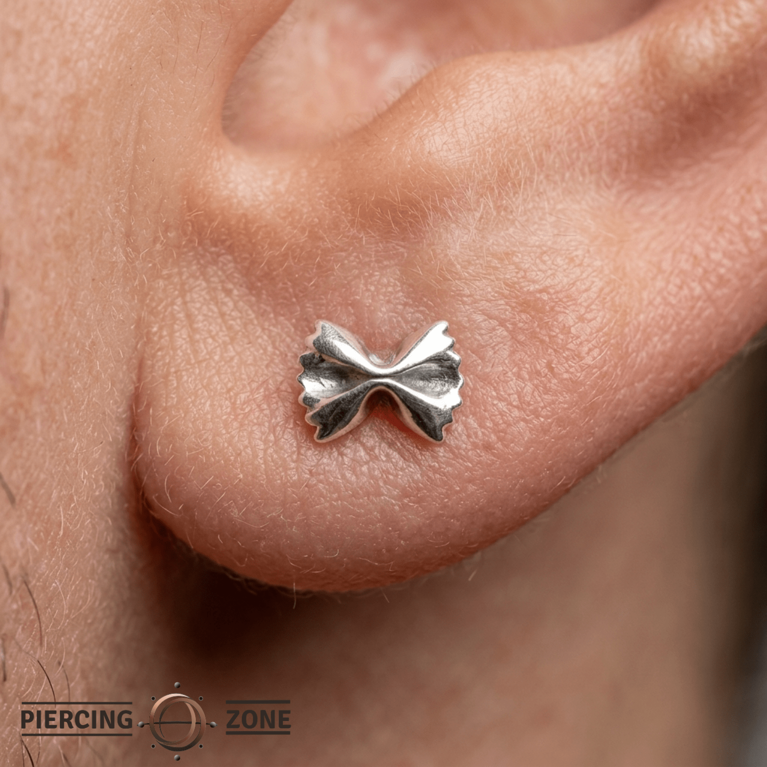 Bow Tie Chic – 3D Silhouette – 14K Gold Threadless End - piercing - zone.com