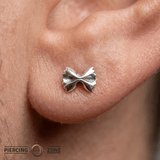 Bow Tie Chic – 3D Silhouette – 14K Gold Threadless End - piercing - zone.com