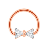 Bow Tie Seamless Ring – 14K Gold Twin-Triangle Gem Design - piercing-zone.com