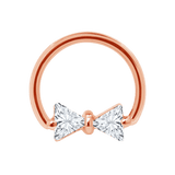 Bow Tie Seamless Ring – 14K Gold Twin - Triangle Gem Design - piercing - zone.com