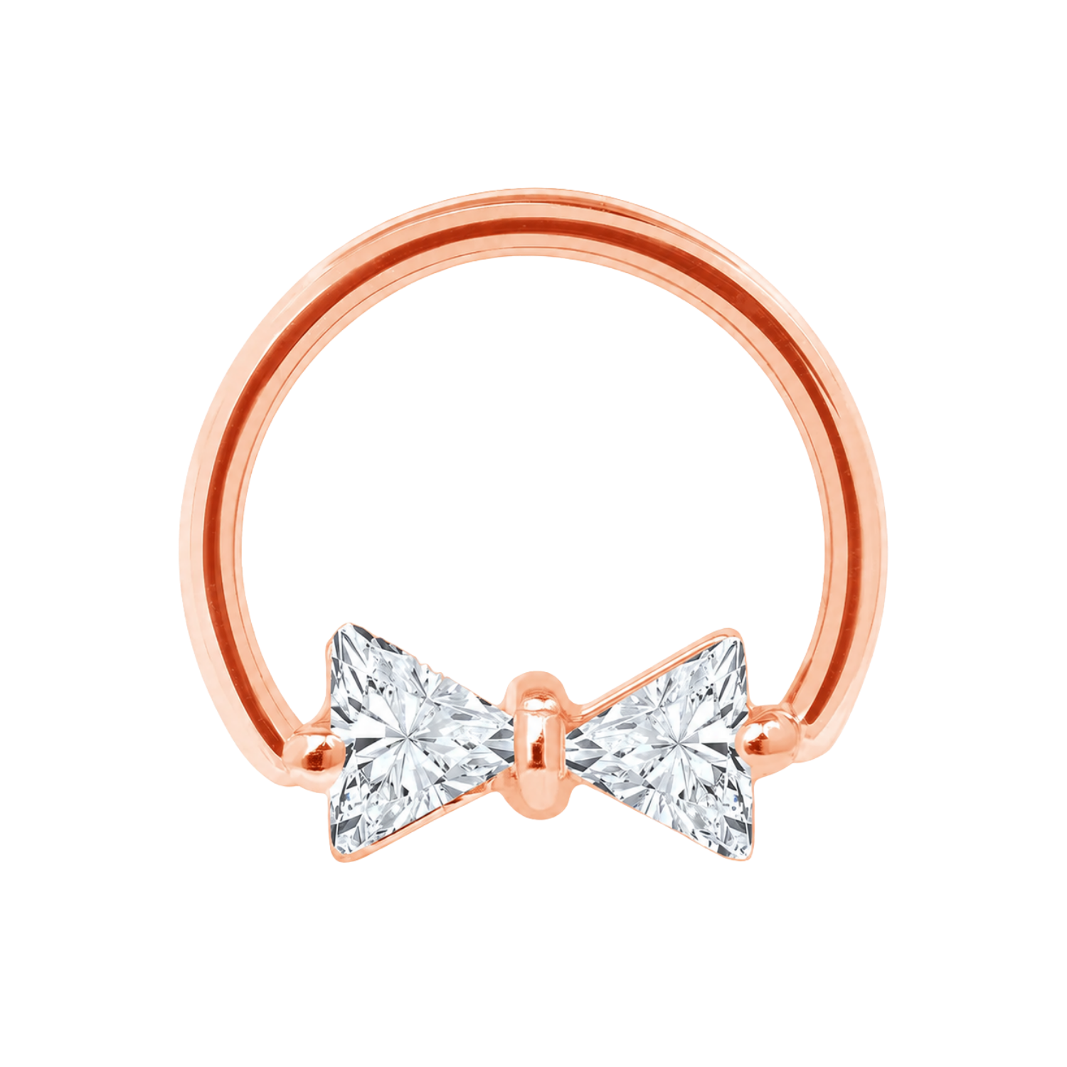 Bow Tie Seamless Ring – 14K Gold Twin-Triangle Gem Design