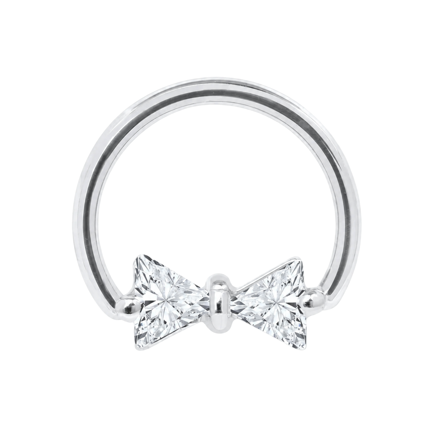 Bow Tie Seamless Ring – 14K Gold Twin-Triangle Gem Design