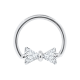 Bow Tie Seamless Ring – 14K Gold Twin-Triangle Gem Design