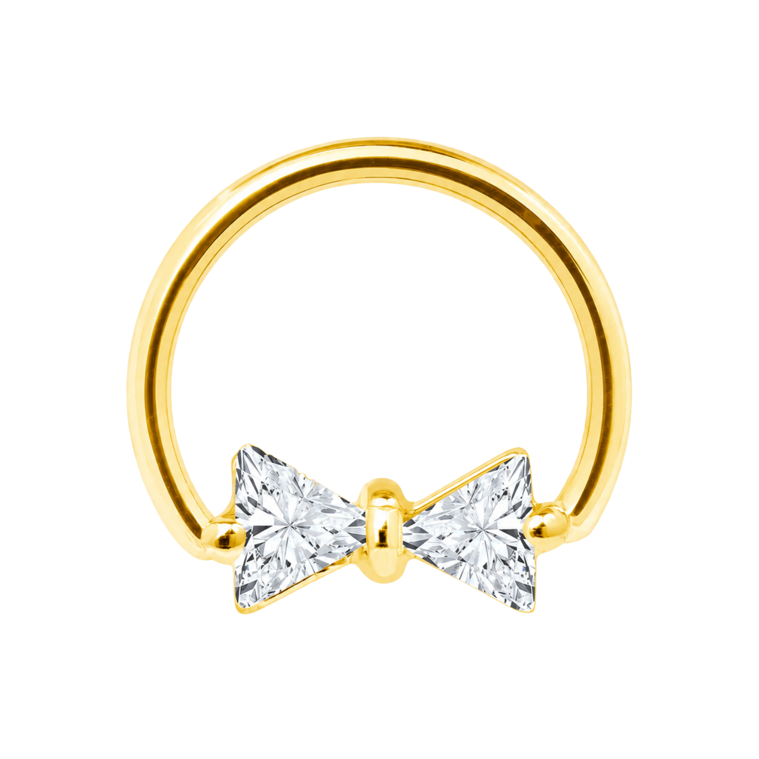 Bow Tie Seamless Ring – 14K Gold Twin-Triangle Gem Design