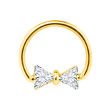 Bow Tie Seamless Ring – 14K Gold Twin-Triangle Gem Design
