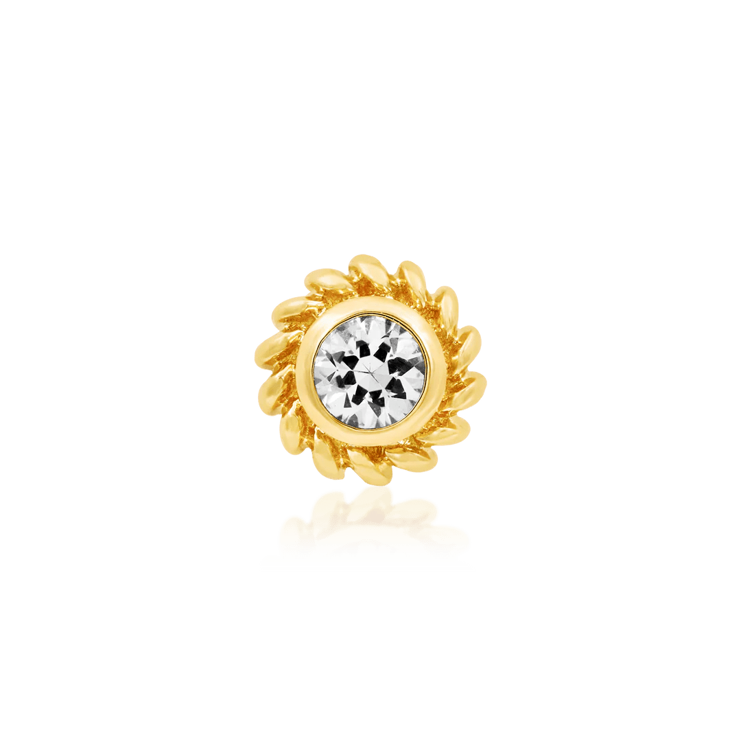 Braided CZ Bezel - Set – 14K Gold Threadless End - piercing - zone.com
