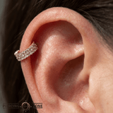 Brilliant – Baguette & Round CZ Mix – 14K Gold Clicker Ring - piercing - zone.com