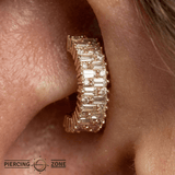 Brilliant – Baguette & Round CZ Mix – 14K Gold Clicker Ring - piercing - zone.com