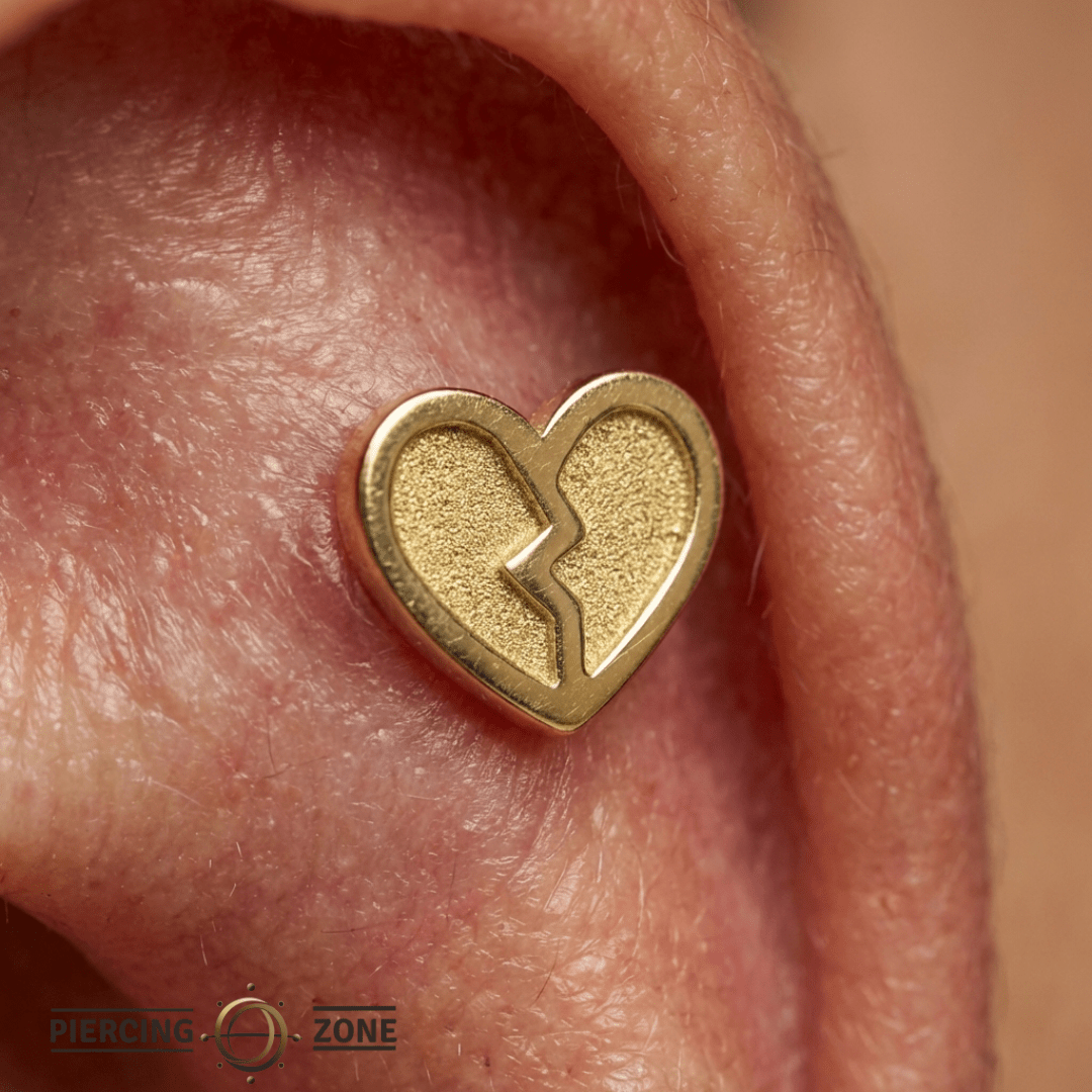Broken Heart – 14K Gold Threadless/Threaded End - piercing - zone.com