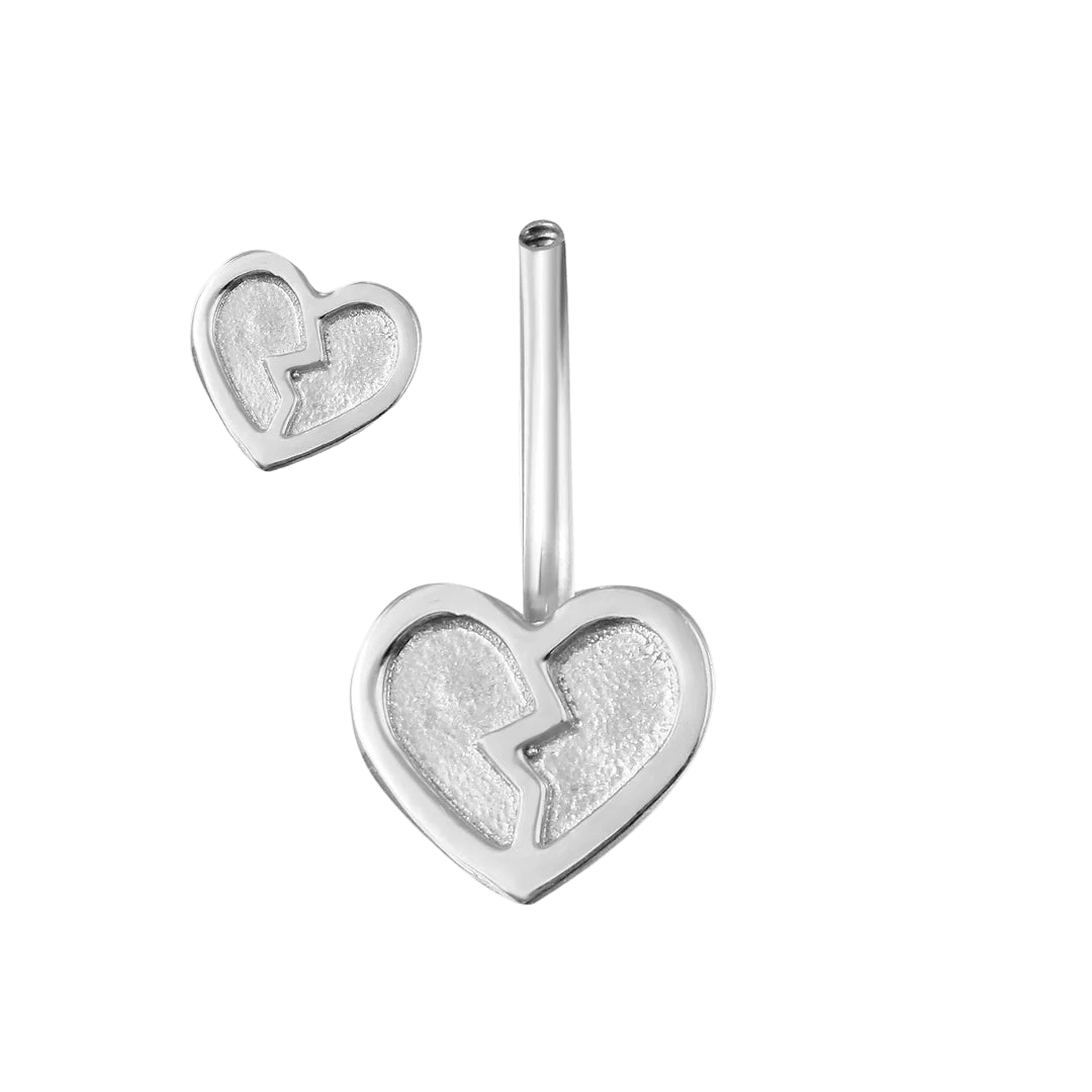 Broken Heart Curved Barbell – 14K Gold Navel Piercing - piercing - zone.com