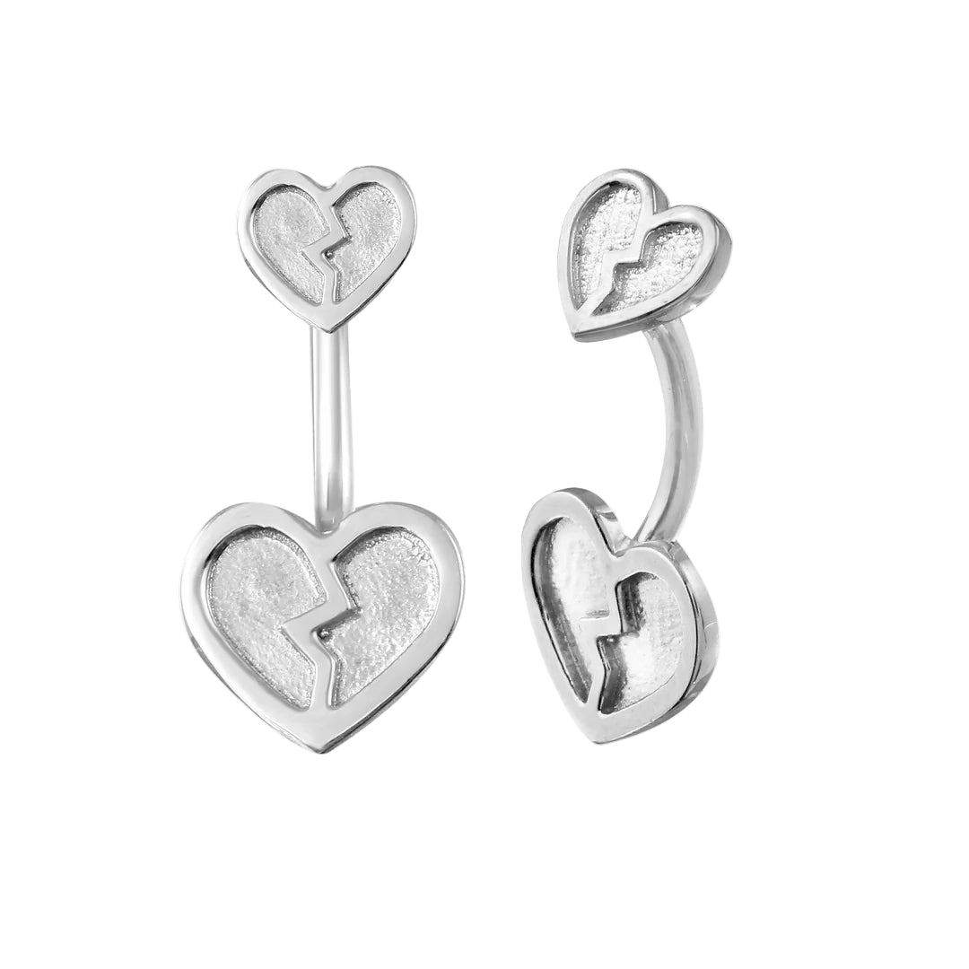 Broken Heart Curved Barbell – 14K Gold Navel Piercing - piercing - zone.com