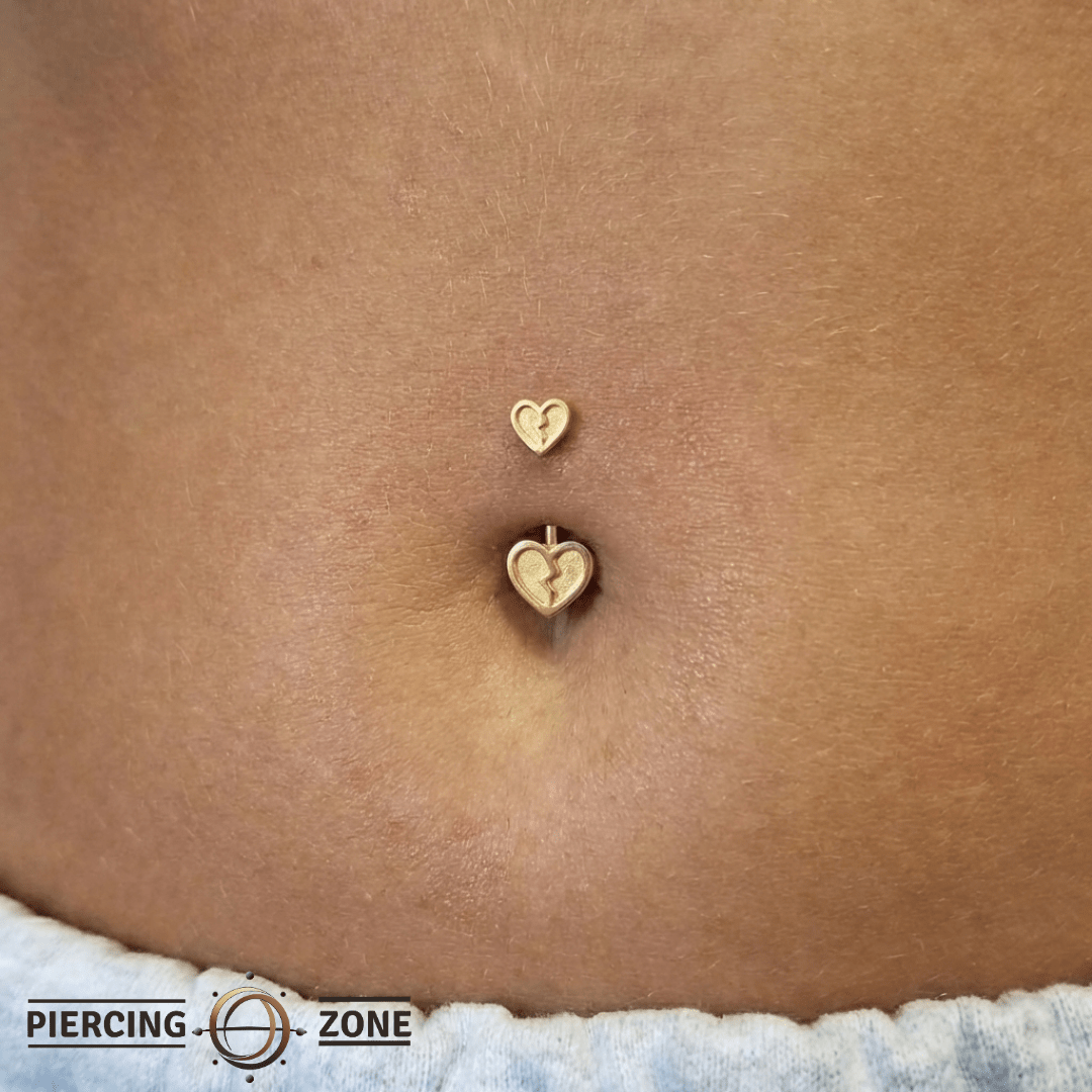 Broken Heart Curved Barbell – 14K Gold Navel Piercing - piercing - zone.com
