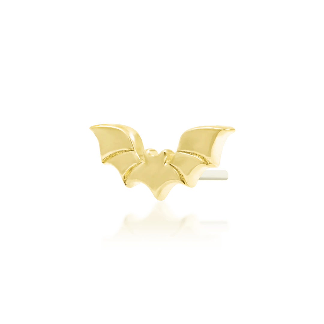 Bruce – Bat Silhouette – 14K Gold Threadless End - piercing - zone.com