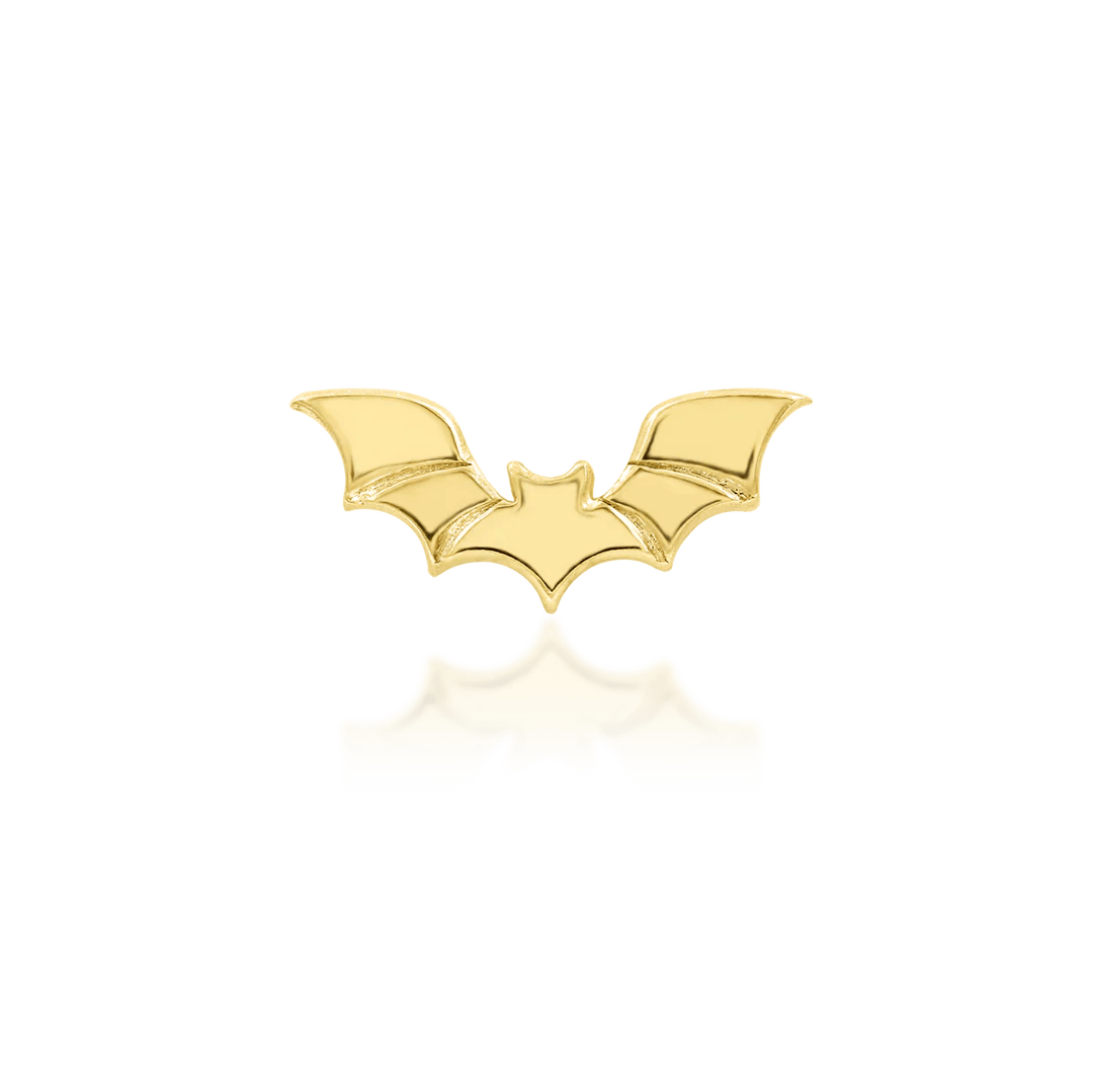 Bruce – Bat Silhouette – 14K Gold Threadless End - piercing - zone.com