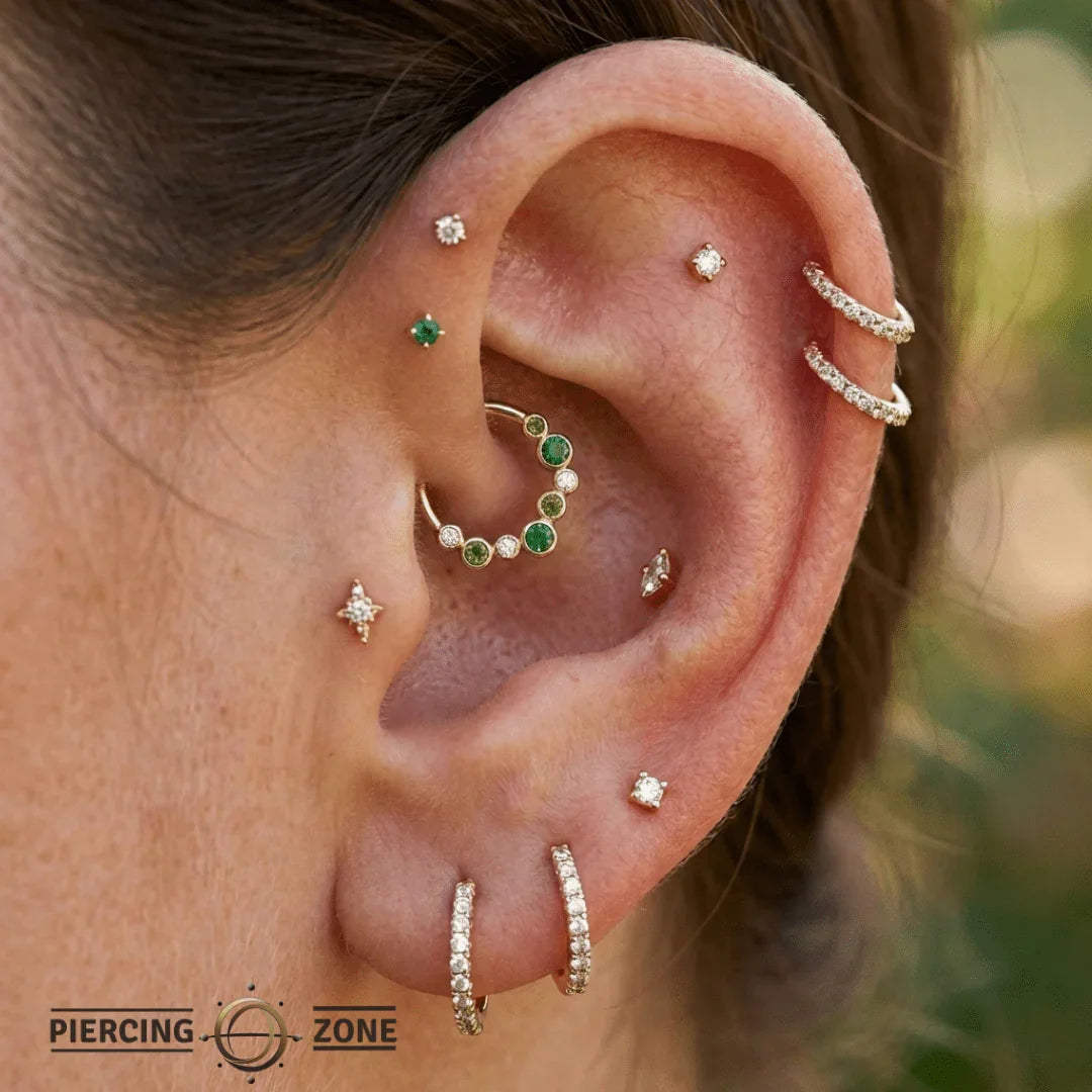 Bubble Bezel Seamless Ring – 14K Gold Graduated Cluster - piercing - zone.com