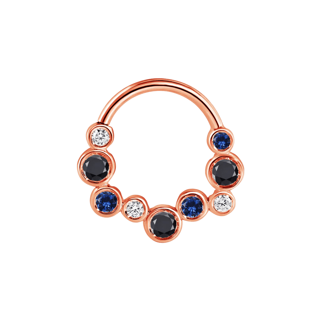 Bubble Bezel Seamless Ring – 14K Gold Graduated Cluster - piercing - zone.com