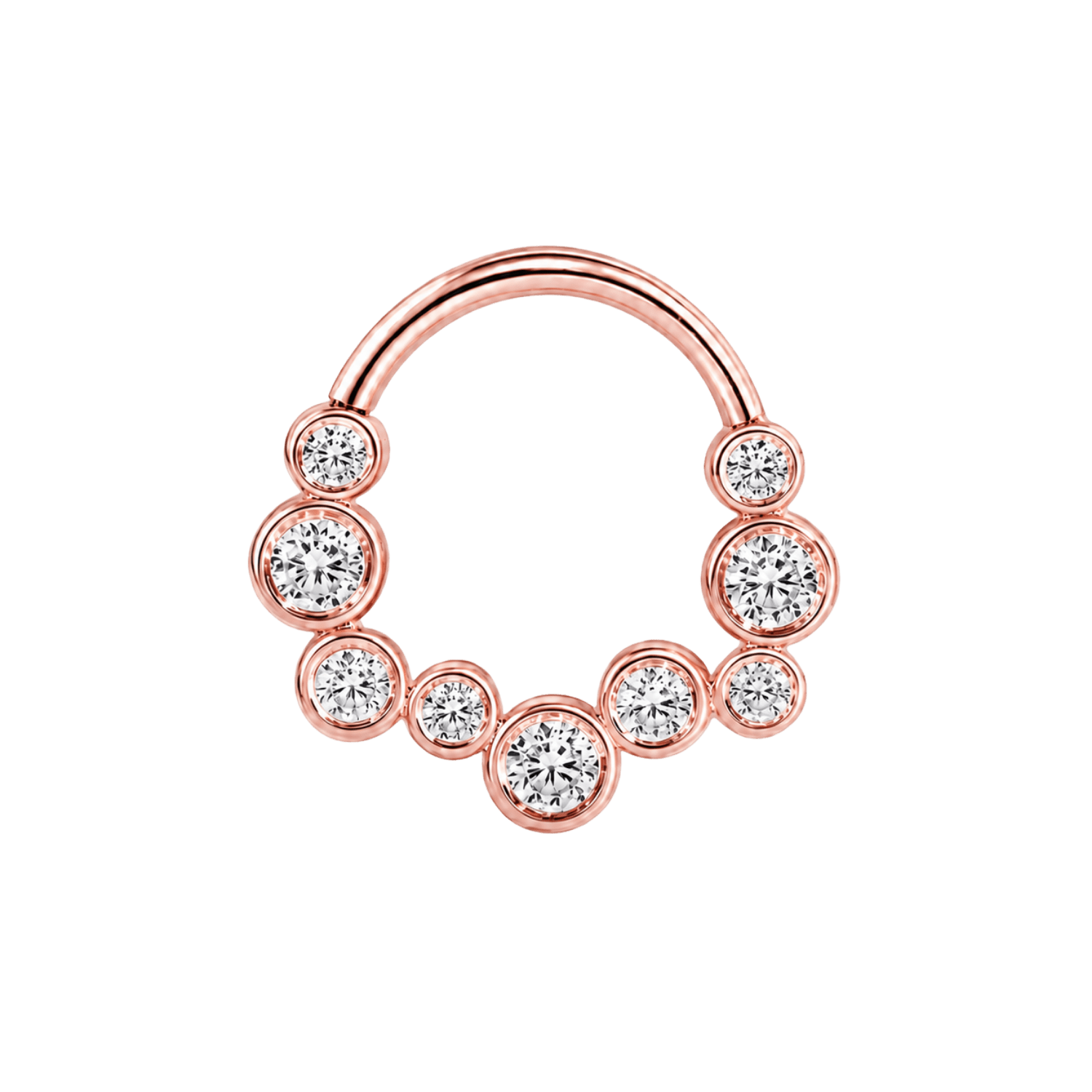 Bubble Bezel Seamless Ring – 14K Gold Graduated Cluster - piercing-zone.com