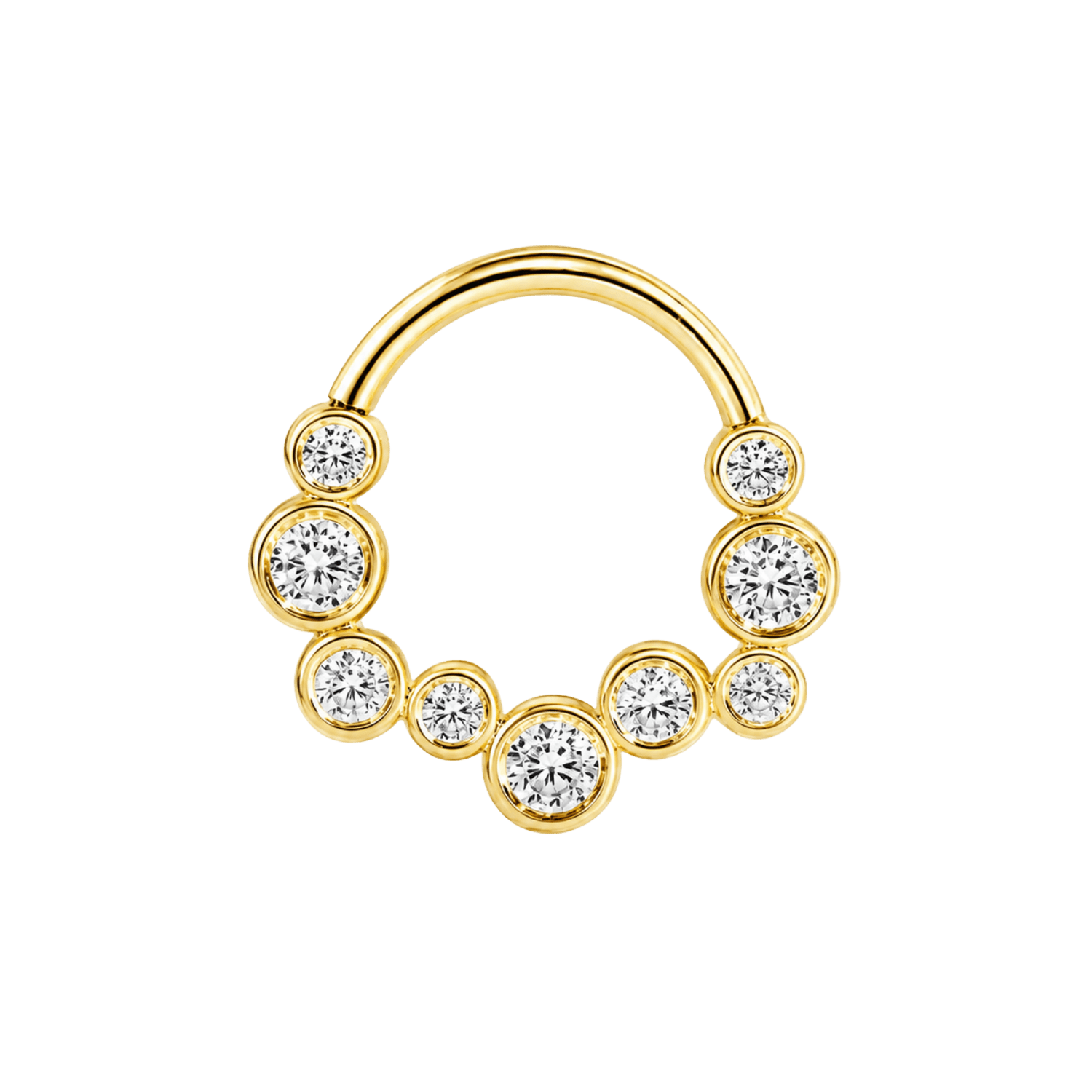 Bubble Bezel Seamless Ring – 14K Gold Graduated Cluster - piercing-zone.com