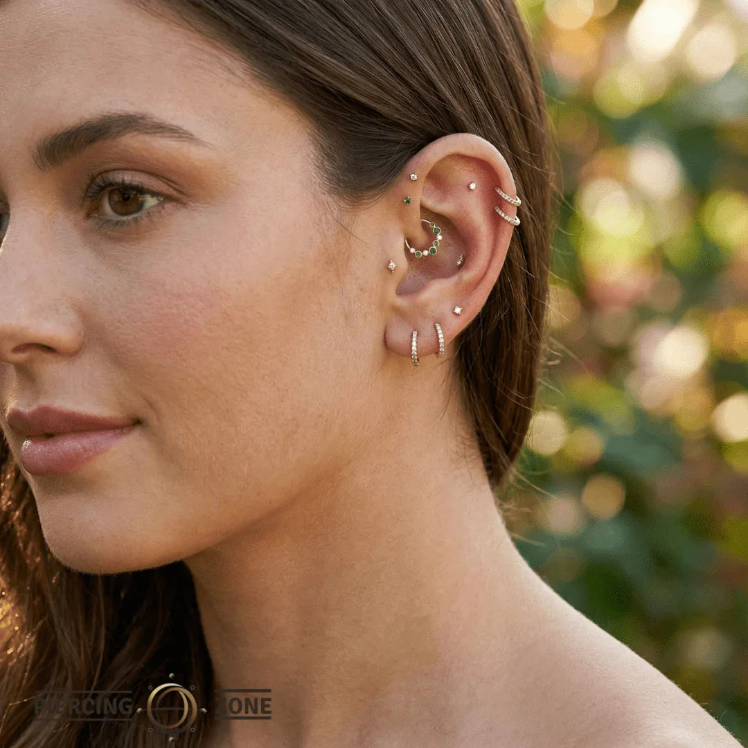 Bubble Bezel Seamless Ring – 14K Gold Graduated Cluster - piercing - zone.com