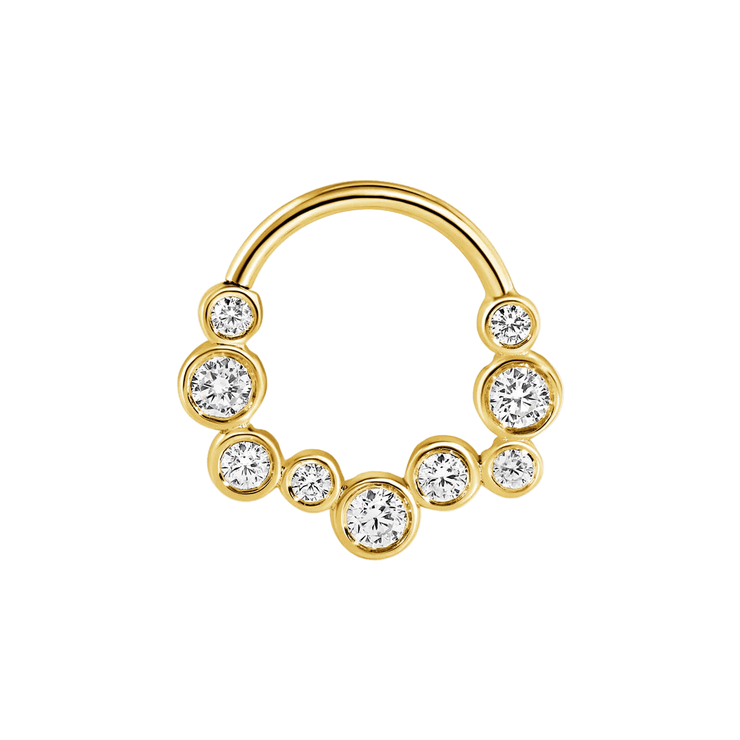 Bubble Bezel Seamless Ring – 14K Gold Graduated Cluster - piercing - zone.com