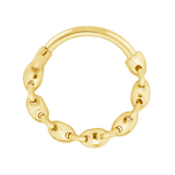 Bubble Chain Seamless Ring – 14K Gold Cup & Divot Design - piercing - zone.com