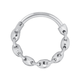 Bubble Chain Seamless Ring – 14K Gold Cup & Divot Design - piercing - zone.com