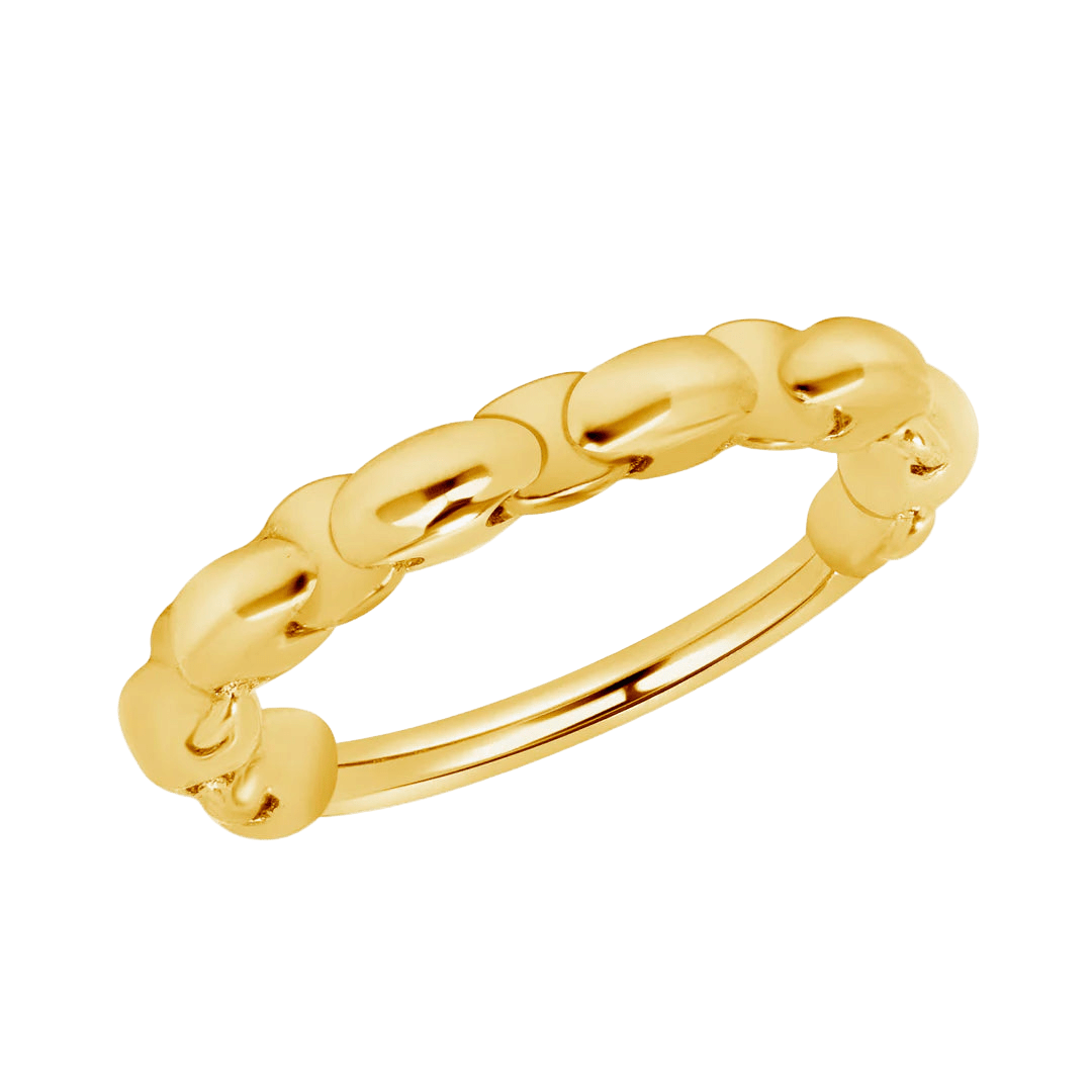 Bubble Chain Seamless Ring – 14K Gold Cup & Divot Design - piercing - zone.com