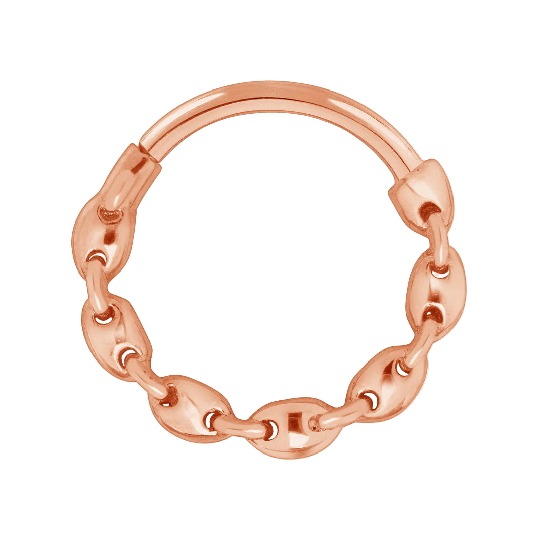 Bubble Chain Seamless Ring – 14K Gold Cup & Divot Design - piercing - zone.com
