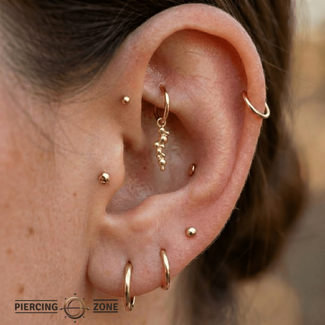 Bubbles – 14K & 18K Gold Charm - piercing - zone.com