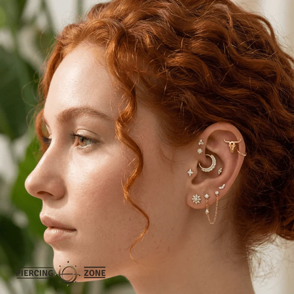 Buckaroo Skull – 14K Gold Threadless & Threaded End - piercing - zone.com