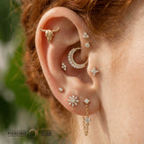 Buckaroo Skull – 14K Gold Threadless & Threaded End - piercing - zone.com