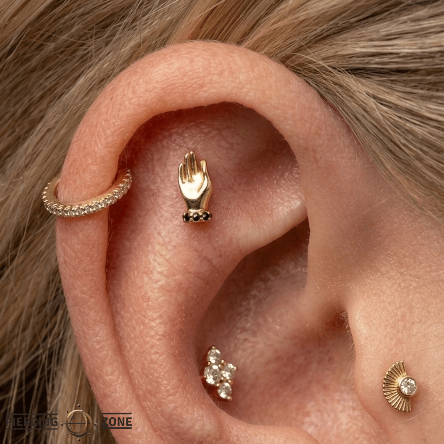 Buddha's Hand – 14K Gold Threadless/Threaded End - piercing - zone.com