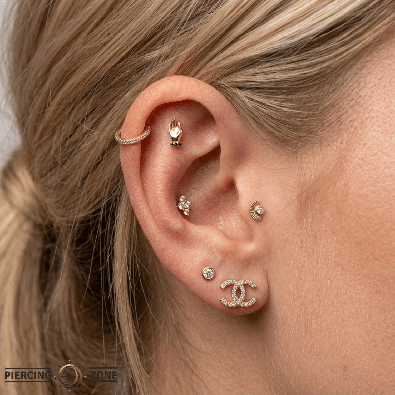 Buddha's Hand – 14K Gold Threadless/Threaded End - piercing - zone.com
